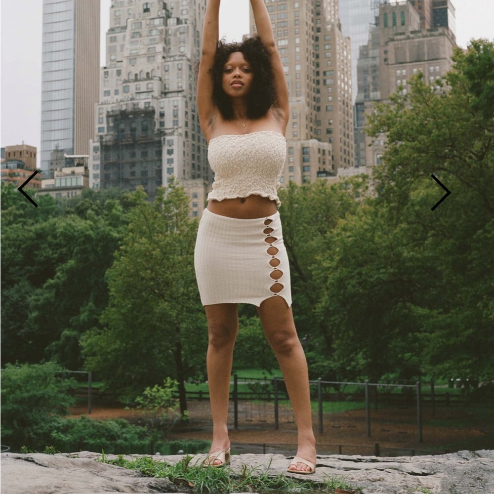 MANU ivory knitted cotton bustier / tube top from MaisonCléo / Maison Cleo